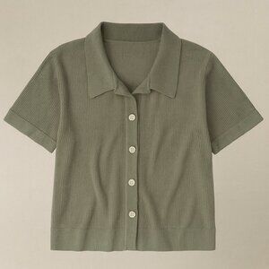 Pacsun Oversized Olive Knit Button Down